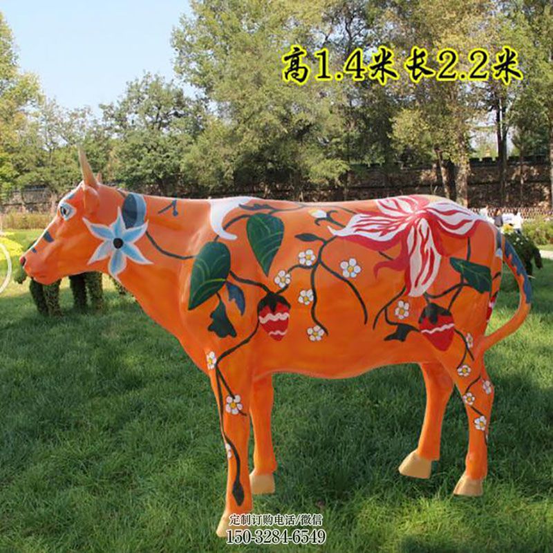 中式玻璃钢牛雕塑 园林景观动物雕塑精选 园林牛雕塑摆件订做
